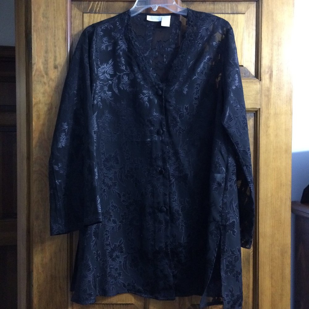 NWOT - Black Sheer Lace Nightshirt